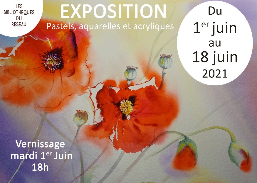 You are currently viewing Exposition pastels, aquarelles et acryliques du 1er juin au 18 juin.