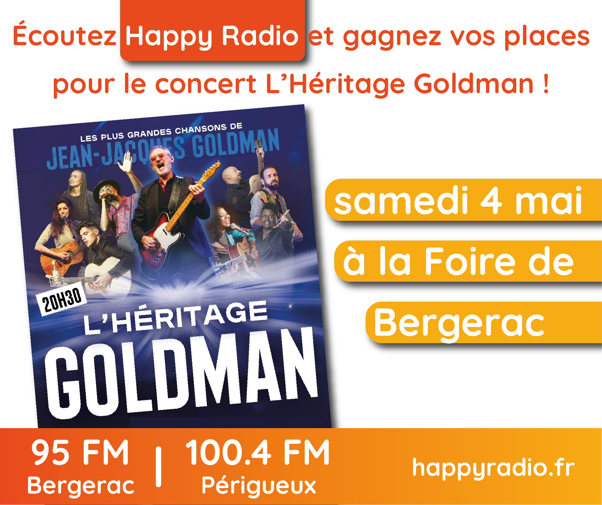 You are currently viewing Écoutez Happy Radio et gagnez vos places de concert pour l’Héritage Goldman