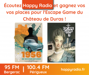 Lire la suite à propos de l’article Écoutez Happy Radio et gagnez vos places pour l’Escape Game du Château de Duras