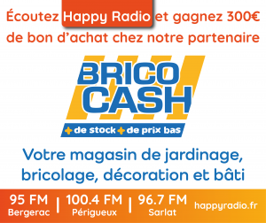 Lire la suite à propos de l’article Écoutez Happy Radio et gagnez 300€ de bon d’achat chez Bricocash Bergerac !