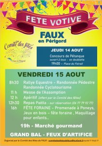 Lire la suite à propos de l’article FÊTE DU VILLAGE DE FAUX EN PERIGORD