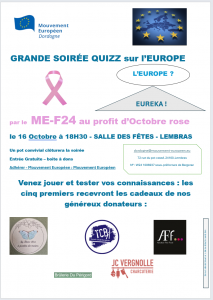 Lire la suite à propos de l’article SOIREE QUIZZ EUROPE AU PROFIT D’OCTOBRE ROSE
