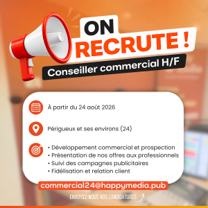 Lire la suite à propos de l’article Offre d’emploi – Conseiller Commercial H/F – Périgueux