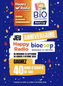 Lire la suite à propos de l’article 🎉 Biocoop fête ses 40 ans : 40 bons d’achat de 40 € à gagner à Bergerac et Creysse !
